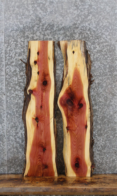 2- Salvaged Live Edge Red Cedar Wall Shelves/ Wood Slabs 4092-4093